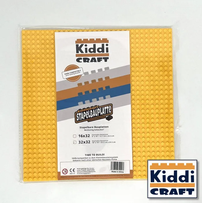 Kiddicraft Plaque de base empilable 32 x 32 - Jaune (KID-KC32GBSA) - prix | Brick Broker