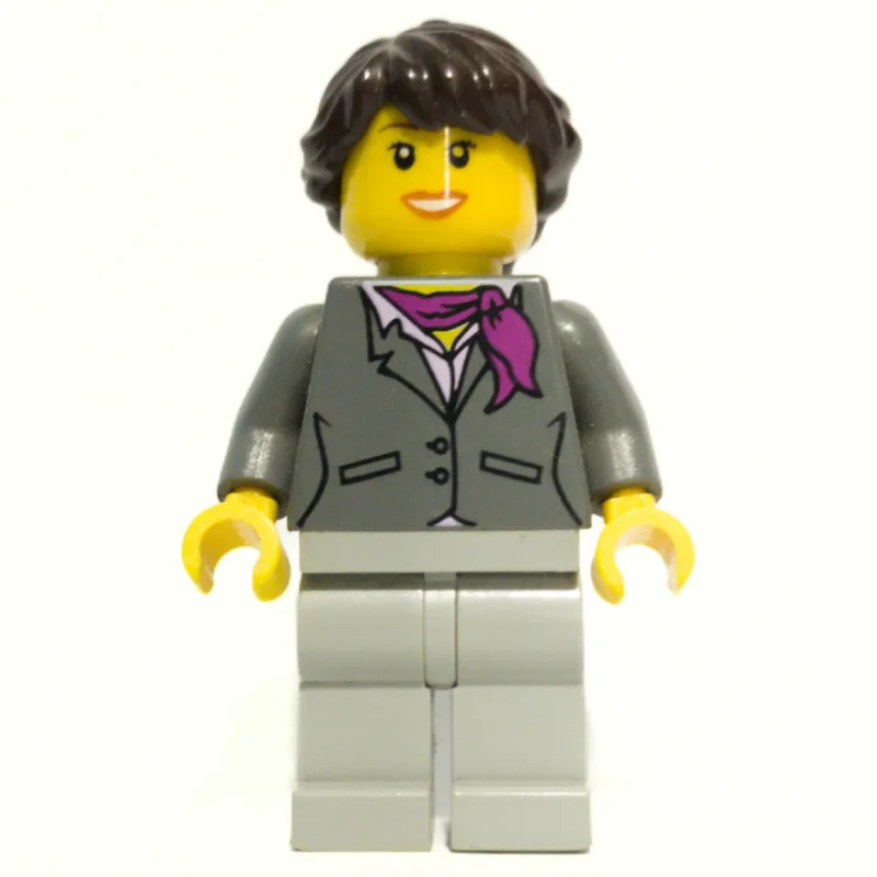 Woman, Dark Bluish Gray Jacket with Magenta S… — minifigurine LEGO | Brick Broker