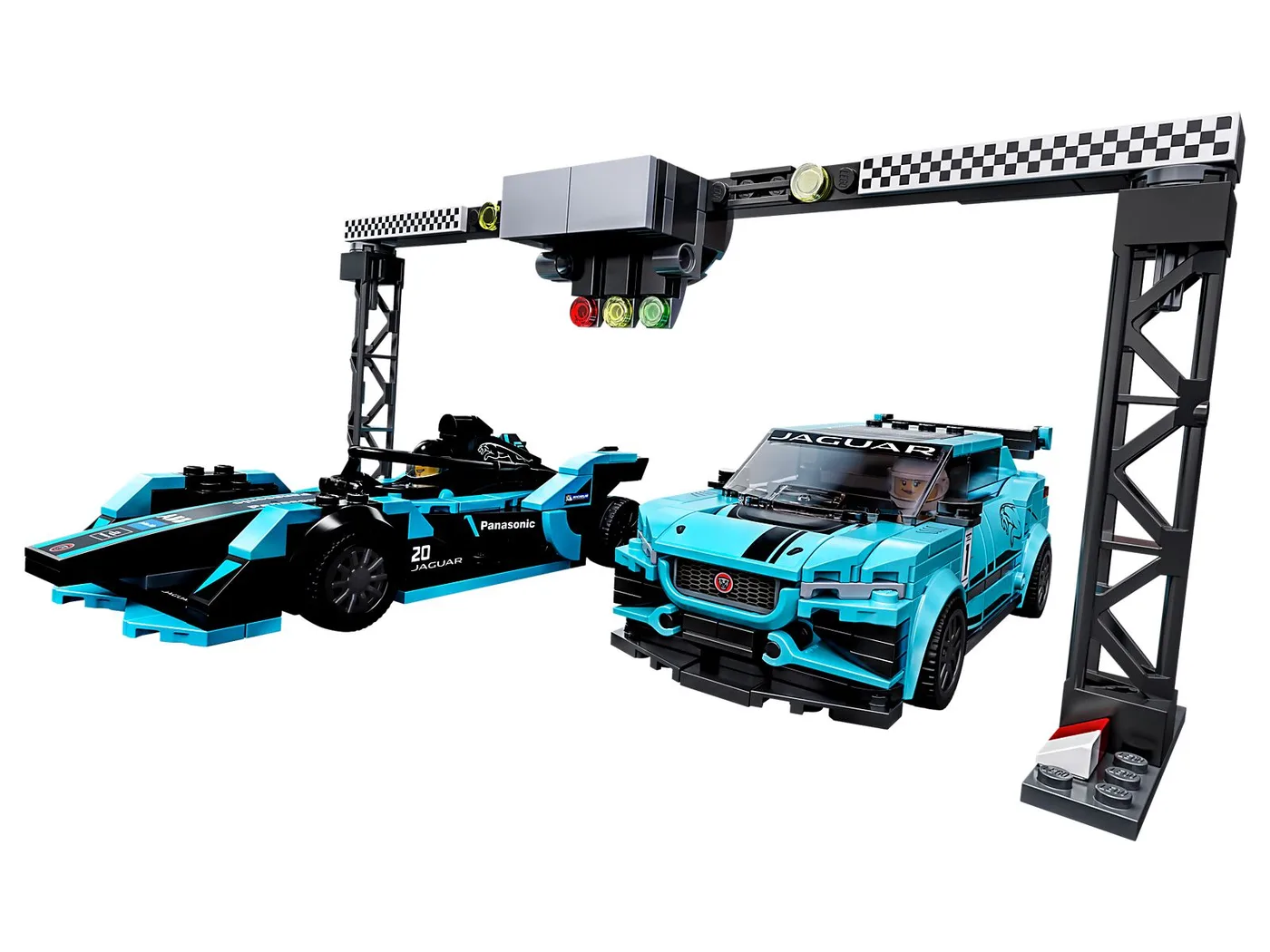 Dans le même style que le LEGO Voiture de course Formule E Panasonic Jaguar Racing GEN2 et Jaguar I-PACE eTROPHY (76898-1) | Brick Broker