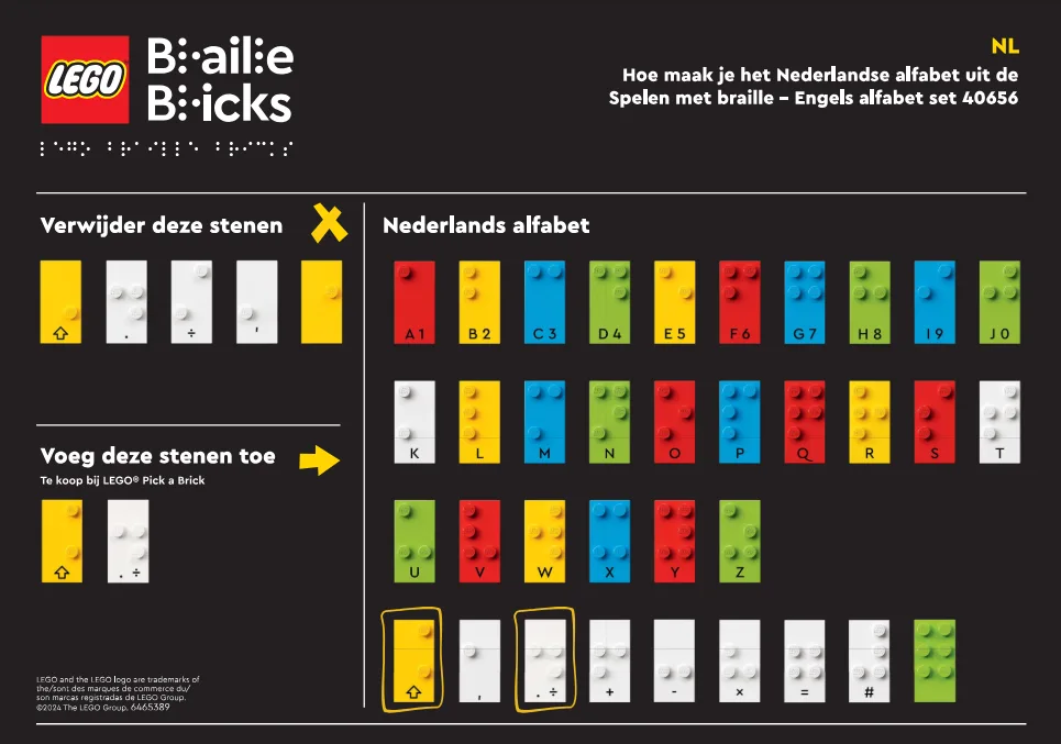 Dans le même style que le LEGO Alphabet braille néerlandais (EG00139-1) | Brick Broker