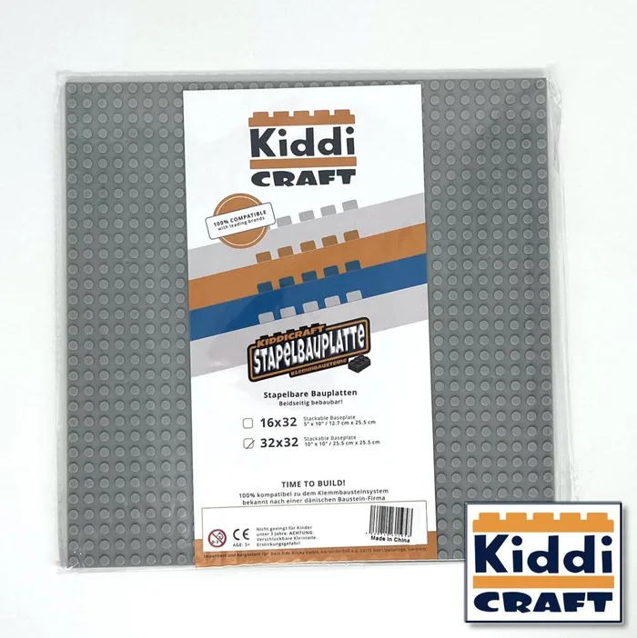 Kiddicraft Kiddiecraft - Plaque de Base Empilable 32 × 32 Gris Clair (KID-KC32LGSA) - prix | Brick Broker