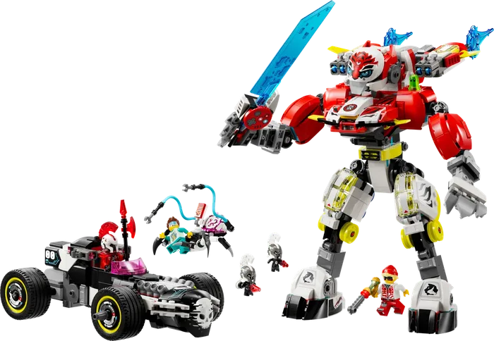 LEGO 71497 Robot Tigre de Cooper et Voiture Hot Rod de Zero - prix | Brick Broker