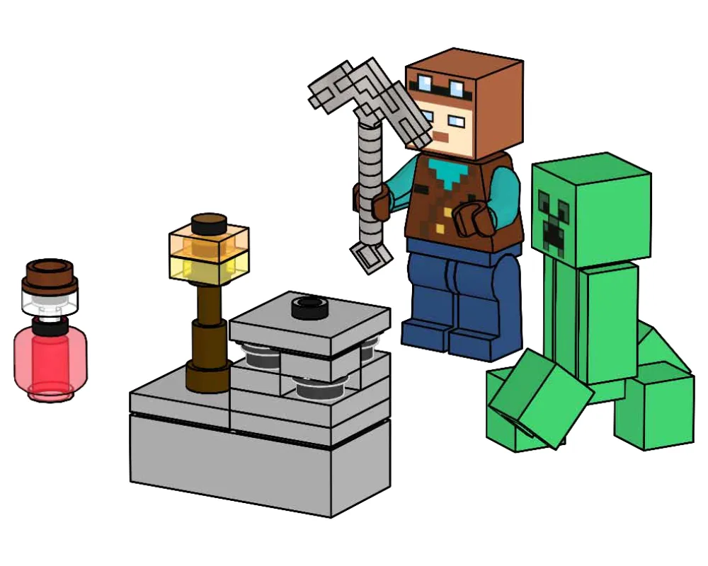 Dans le même style que le LEGO Mineur avec Creeper et minerais (662204-1) | Brick Broker