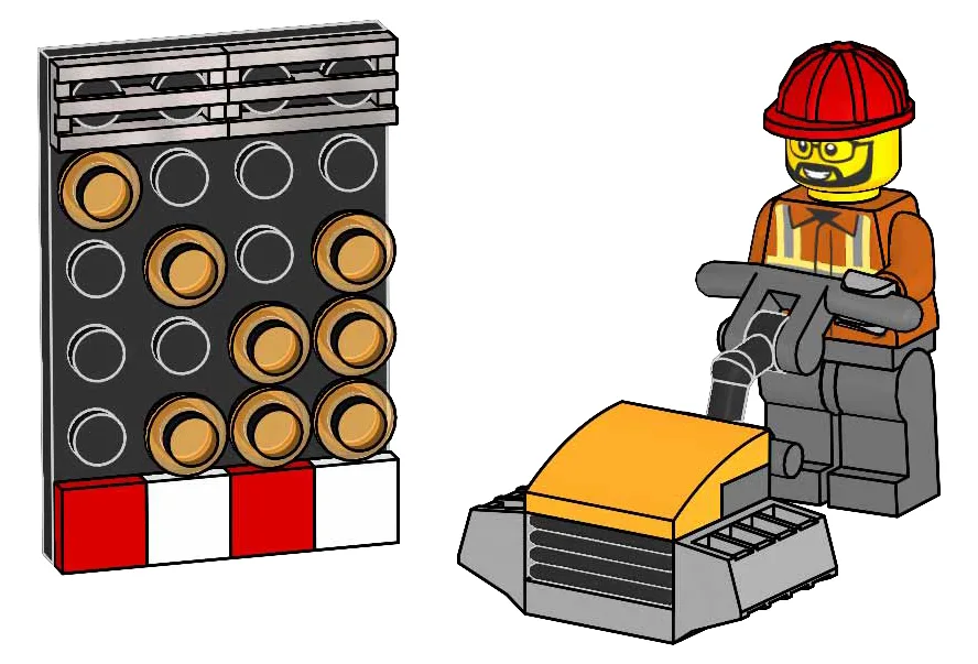 Dans le même style que le LEGO Ouvrier du bâtiment avec plaque vibrante (952510-1) | Brick Broker