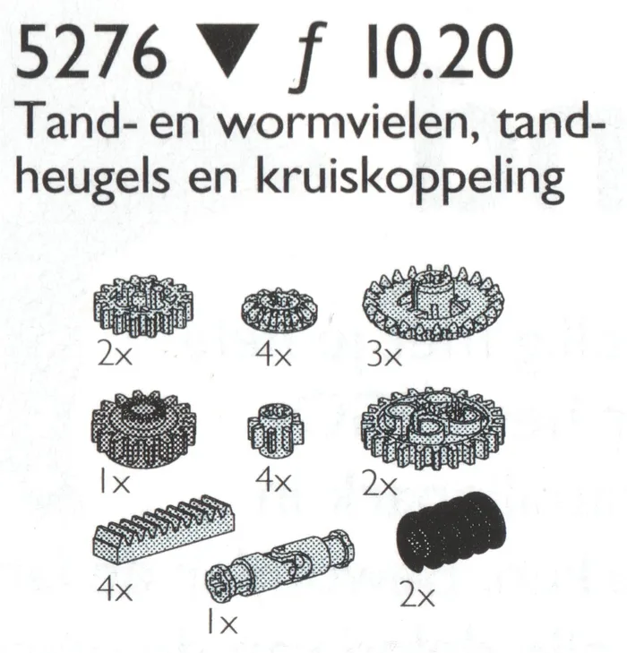 LEGO 5276 Roues dentées etc. / Roues dentées, vis sans fin, articulations universelles et crémaillères - prix | Brick Broker
