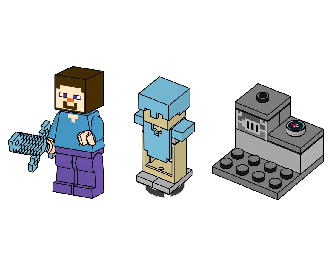 Dans le même style que le LEGO Steve avec support d'armure et haut fourneau (662317-1) | Brick Broker