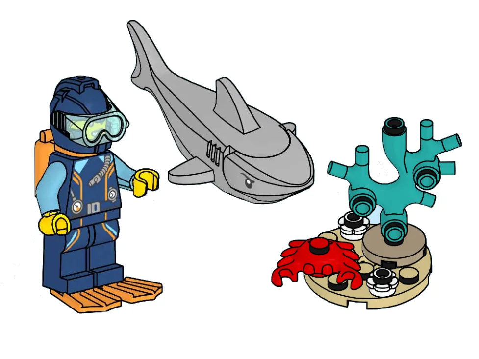 Dans le même style que le LEGO Plongeur, requin et crabe (952406-1) | Brick Broker