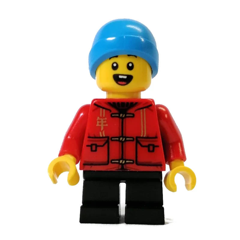 Kid Red Torso, Black Legs, Dark Azure Cap — minifigurine LEGO | Brick Broker