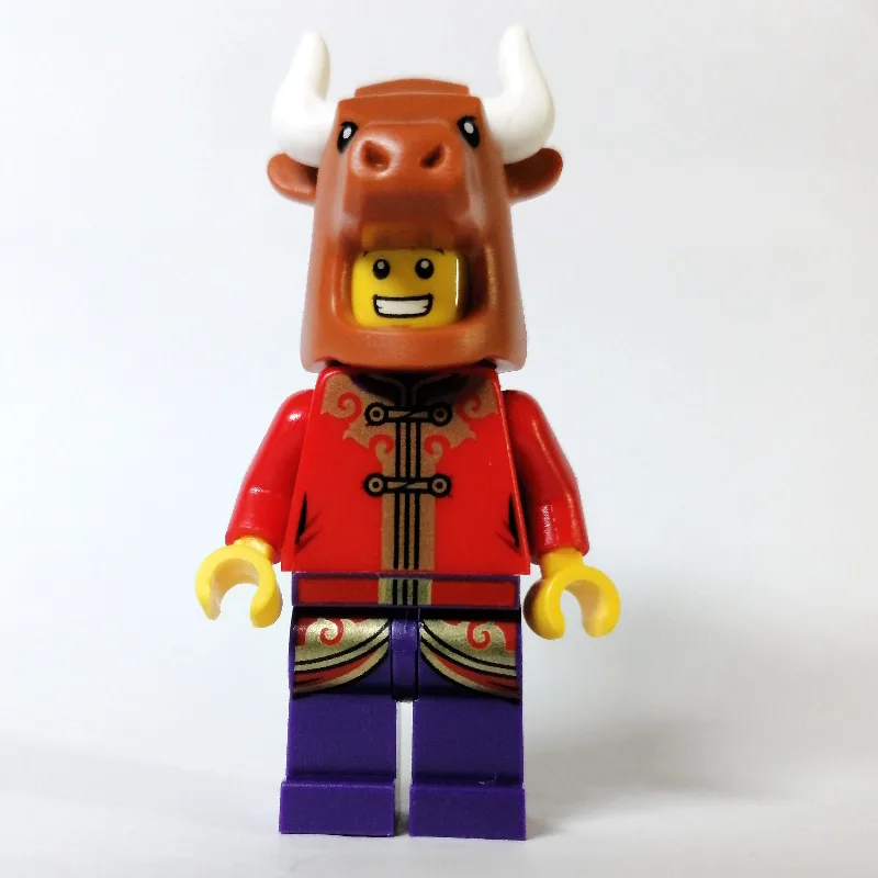 Red Torso, Dark Purple Legs, Medium Brown Bul… — minifigurine LEGO | Brick Broker