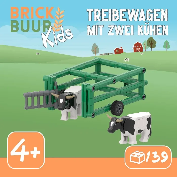 MunichBricks Chariot de transport Brickbuur Kids avec deux vaches (MBE-22KMS1N1) - prix | Brick Broker