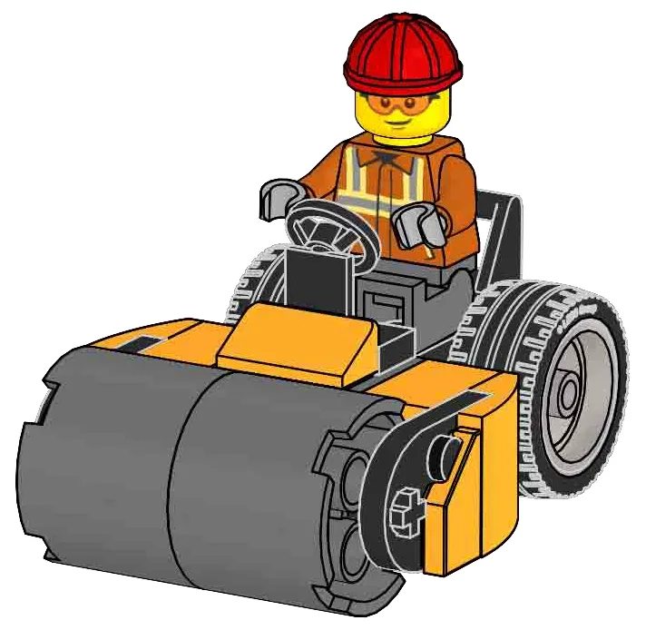 Dans le même style que le LEGO Ouvrier du bâtiment avec rouleau compresseur (L0002225-1) | Brick Broker